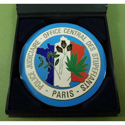French Narcotic Police Division Metal & Enamel Paris Medallion & Box