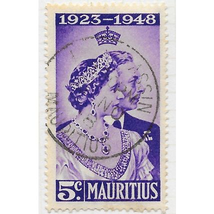 MAURITIUS 1948 KG6 SILVER WEDDING LOW VALUE 5c USED SON SG270