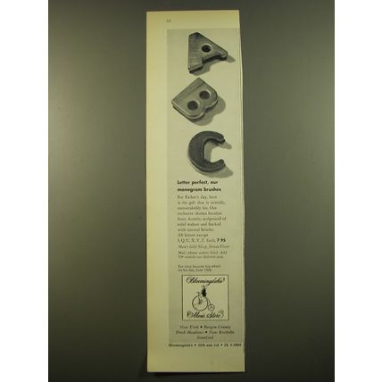 1961 Bloomingdale's Men's Store Ad - Letter perfect, our monogram brushes
