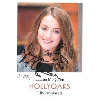 Lauren McQueen as Lily Drinkwell Hollyoaks Hand Signed Cast Card Photo