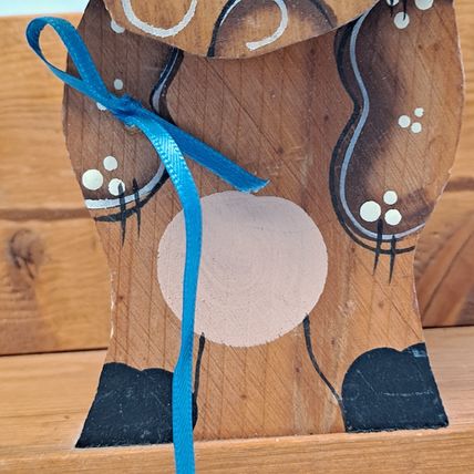 Wood COW NAPKIN Holder Stand Tabletop Counter Display Paper Plate Farm