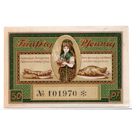 1921 Germany Leutenberg Notgeld 50 Pfennig Note (1420)