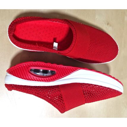WOMENS RED SPORT SLIPPERS CASUAL SHOES JOGGING GYM TRAINERS SIze 40 UK7