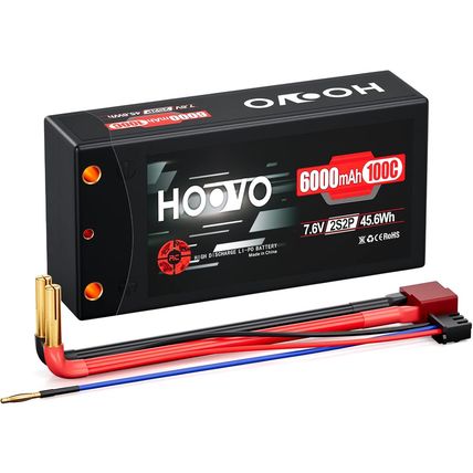 HOOVO 2S 100C 6000Mah 7.6V RC Shorty Lipo Battery High-Voltage Hard Case with T