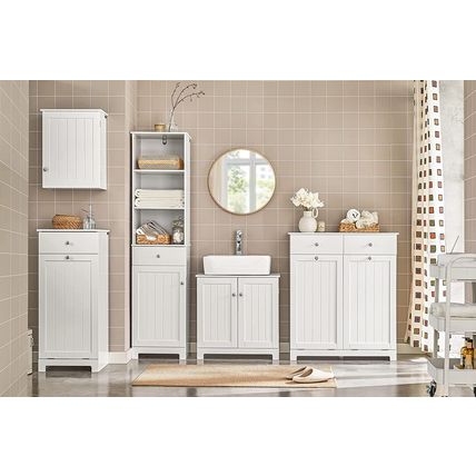 Sobuy Laundry Cabinet Bathroom Tilt-Out Hamper Unit with Drawer Hidden Basket Ch