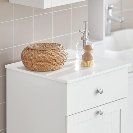 Sobuy Laundry Cabinet Bathroom Tilt-Out Hamper Unit with Drawer Hidden Basket Ch
