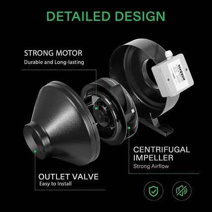 VIVOSUN Z6 6 Inch Inline Duct Fan, 440 CFM Ventilation Fan with Variable Speed C