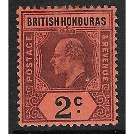 BRITISH HONDURAS 1902-4 EDVII WMK CROWN CA 2c MINT SG81