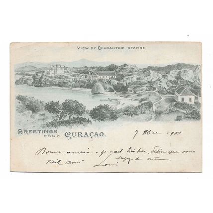 Postcard Curaçao Dutch Antilles quarantine station undivided back posted 1901