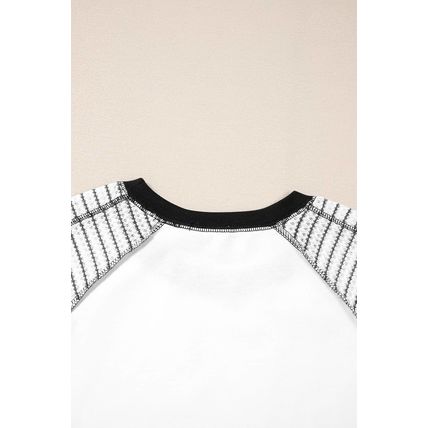 Black Striped Bracelet Sleeve Raglan Patchwork Top