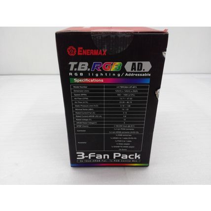 NEW Enermax T.B. RGB Advance ARGB 120mm PC Case Fan - 3 Pack UCTBRGBA12P-BP3