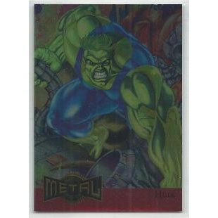 MARVEL METAL RARE ' RED METAL BLASTER ' card # 5 HULK (1995)