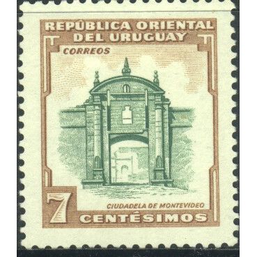 Uruguay 1954 - SG1033 - 7c green/brown - Montevideo Citadel - MH