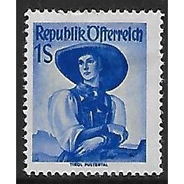 Mi 910 (*): 1 S. vivid purple-ultramarine Definitive Stamp: Provincial Costumes.