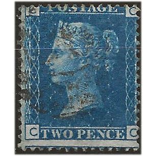 1858 SG47 2d Blue Plate 14 Good/Fine Used Check Letters "CC"