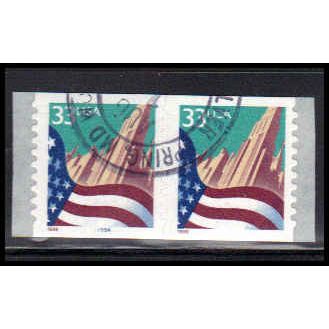 Used 3281 33c U.S. Flag Over City Fine CNP Left 5555A PA2113