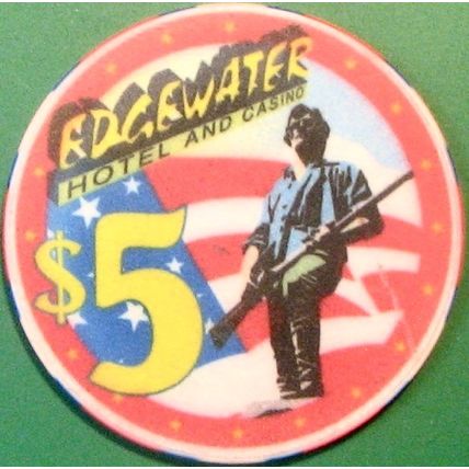 Edgewater. $5 Casino Chip. Laughlin, NV. July 4, 1997. X16.
