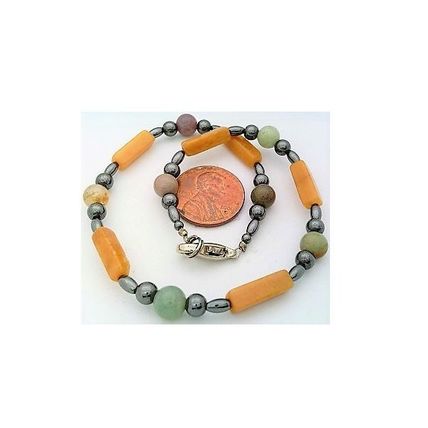Peach Aventurine Beaded Gemstone Anklet Bracelet