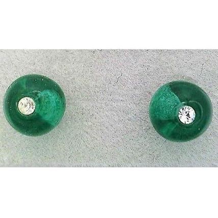 Dark Green Glass Crystal 6mm Stud Earrings