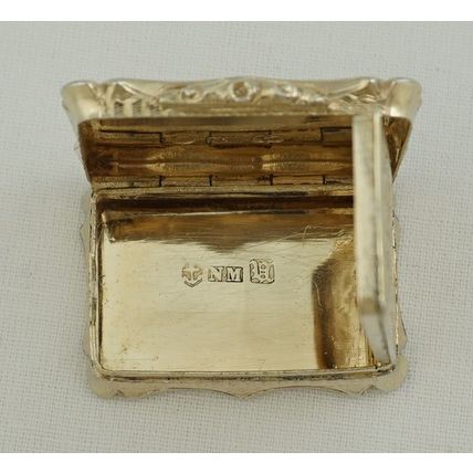 Nathaniel Mills Victorian Silver Gilt Vinaigrette, Birmingham 1844 - superb