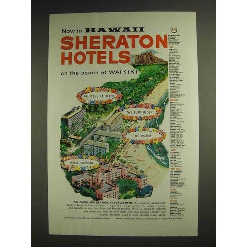 1959 Hawaii Sheraton Hotels Ad - On Beach of Waikiki