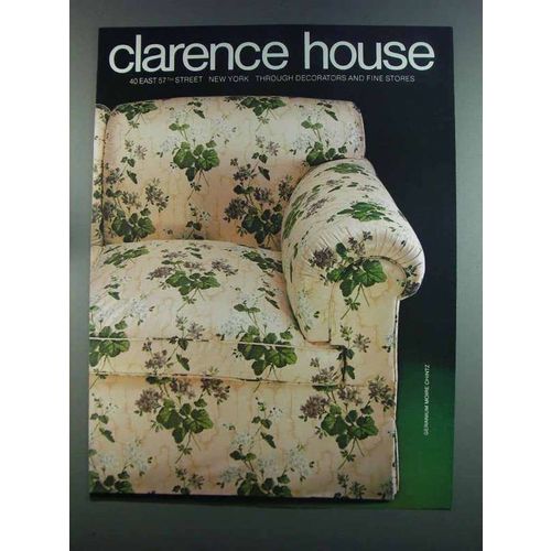 1982 Clarence House Geranium Moire Chintz Fabric Ad