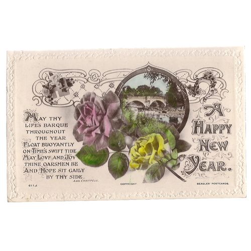 A HAPPY NEW YEAR used antique postcard by Beagles & Co 1919 pm