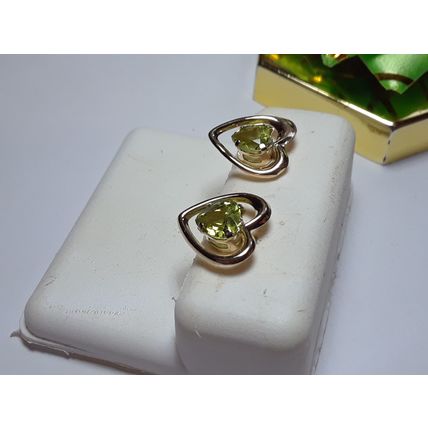 Heart .75ctw Cut Peridot lightWeight 10Kt Yellow Gold JCM Earrings#15109
