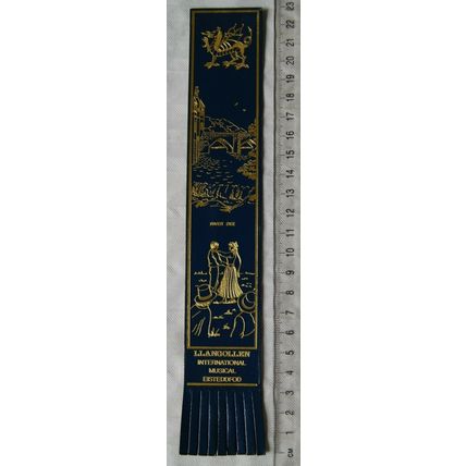 Vintage: blue leather bookmark - Llangollen International Musical Eisteddfod