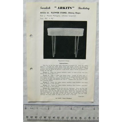 Vintage leaflet: Swedish Arkits Basketry - oblong flower stand, 66