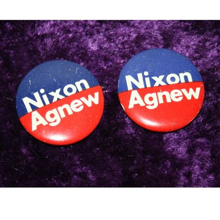 2 Nixon Agnew Political Pins 1960-70's Presidential Election Collectibles!