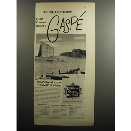 1952 Canadian National Railways Ad - Just like a trip abroad