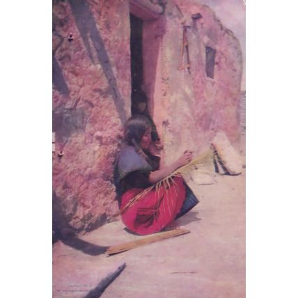 Hopi Woman Weaving Oraibi Arizona Indian Crafts Lady Old Postcard