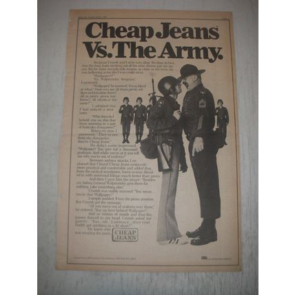 1973 Cheap Jeans Ad - Cheap Jeans vs. The Army
