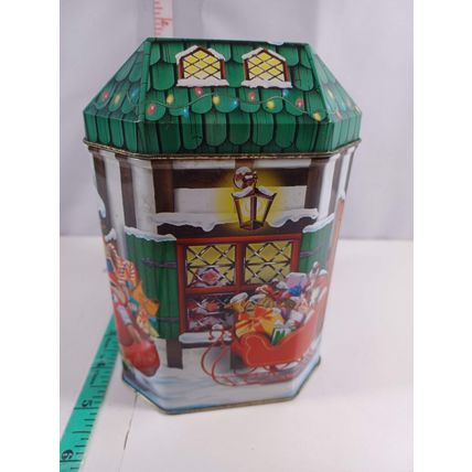 M&M'S TIN SANTA'S WOR\KSHOP #10 ~ CHRISTMAS VILLAGE ~ 1999 used empty