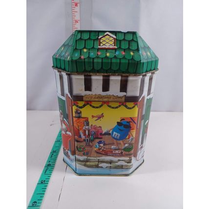 M&M'S TIN SANTA'S WOR\KSHOP #10 ~ CHRISTMAS VILLAGE ~ 1999 used empty