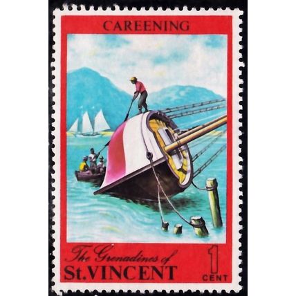 St. Vincent, 1971 1c Careening, SG 330 (Scott #324), mint no gum