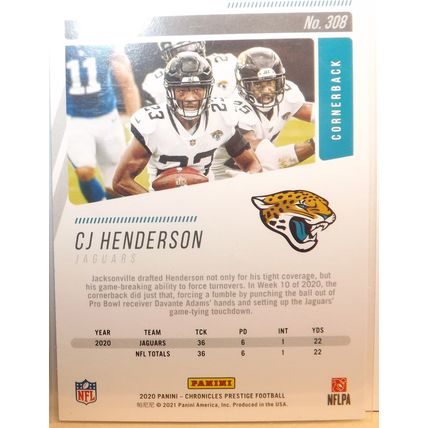 2020 Chronicles C.J. HENDERSON (Jaguars) Prestige Rookie Card #308