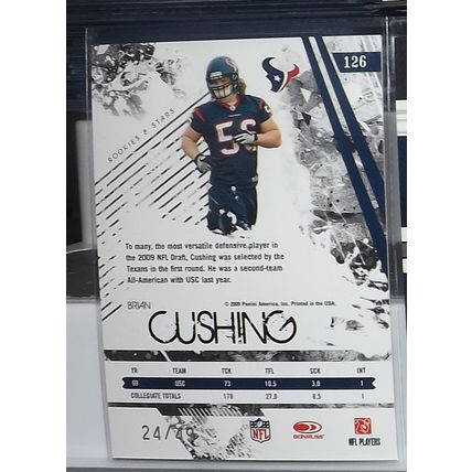 2009 Rookies & Stars Longevity BRIAN CUSHING (Texans) Rookie Card #126 24/49