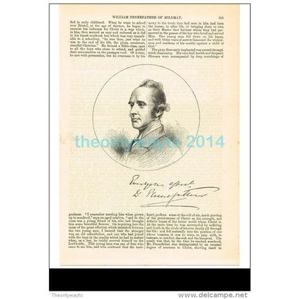 WILLIAM PENNEFATHER OF MILDMAY, PREACHER, BOOK ILLUSTRATION/PRINT 1879