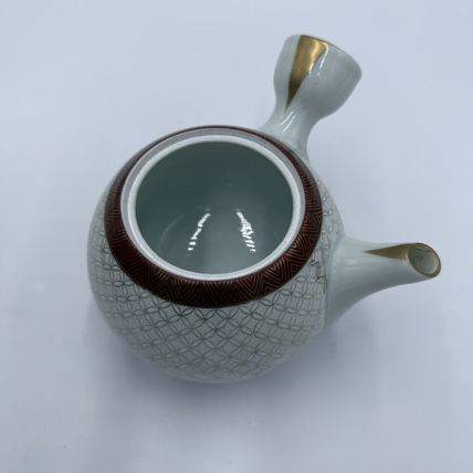 Antique Japanese Kutani Porcelain Tea Pot Gold Accents Embossed