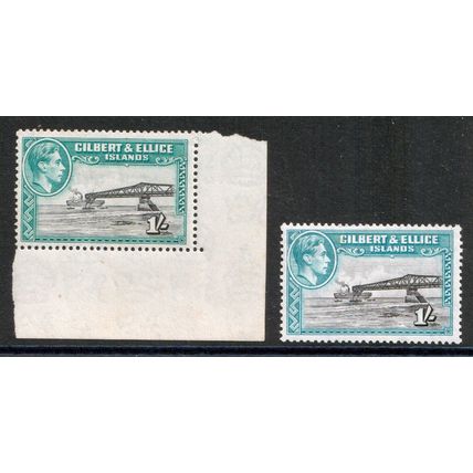 Gilbert and Ellice KGVI 1939-55 1s Black Turquoise Shades SG51/51a Mint MNH MH
