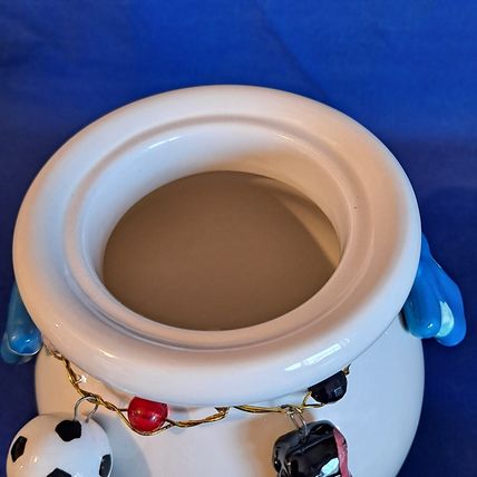 White Ceramic SOCCER STASH BANK Ball Savings Pot MONEY Jar CHARMS