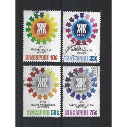 Singapore.15th Anniversary of A.S.E.A.N. set of 4.Fine Used.Jul25