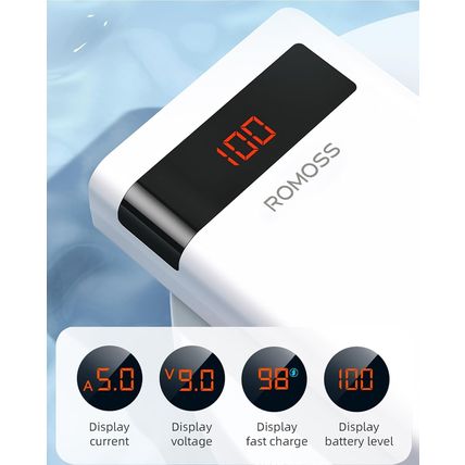 ROMOSS 30000mAh Power Bank 22.5W Super Fast Charge USB-C LED Sense8PF