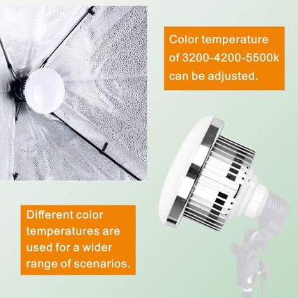2Pack 135W Photography Light Bulb Dimmable Tricolor LED Bulbs 2700-6400K Colour