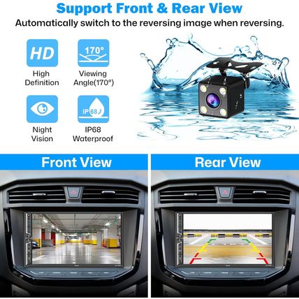 Upgrade Wireless] 7" Double Din Car Radio with Wireless Apple Carplay and Andro