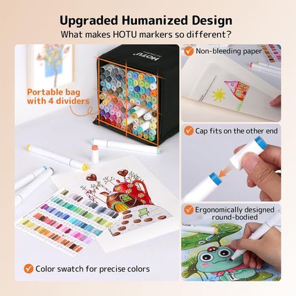 Alcohol Markers, [Beginner Preferred] 100 Vibrant Colors & Dual Tips Art Markers