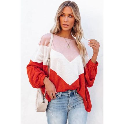 Orange Oversized Chevron Knit Top