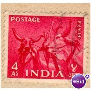 India 1955 - SG 360 - Bullock Team 4a red - used